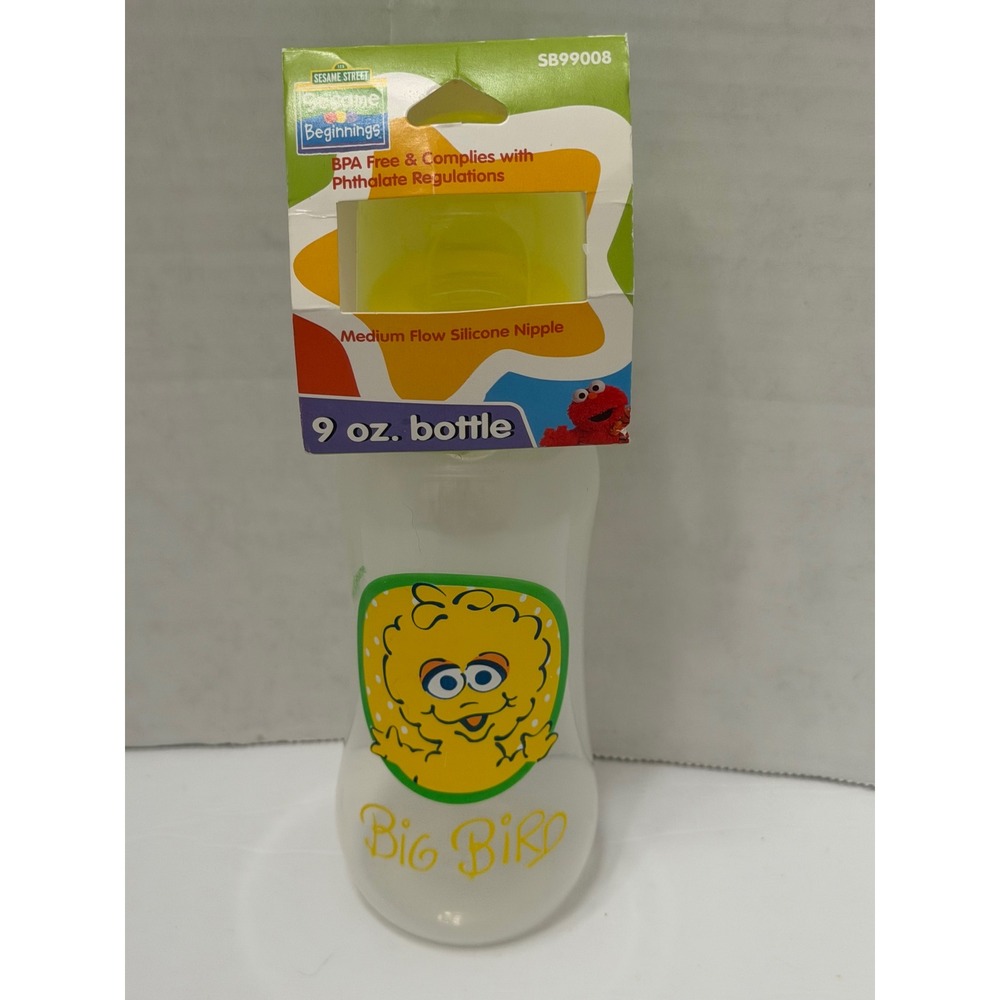 Sesame Beginnings Big Bird 9 oz Baby Bottle Yellow Medium Flow SB99008 NEW